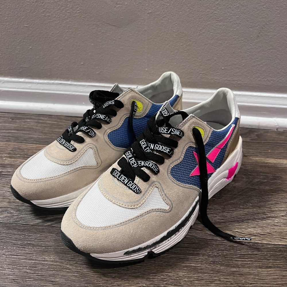 Golden Goose Beige and Pink Sneakers